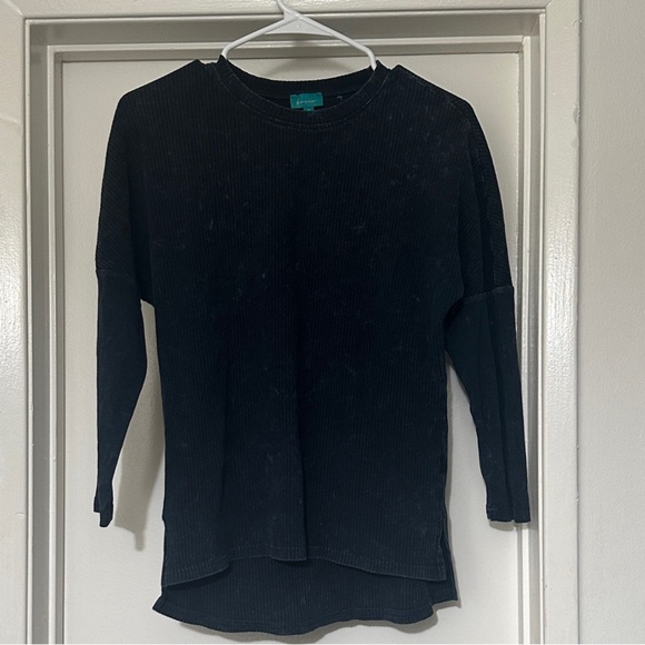 THE RUNWAY COMPANY Navy Grey Speckle Long Sleeve Top $27 SIZE SMALL Grunge Alt - Picture 2 of 7